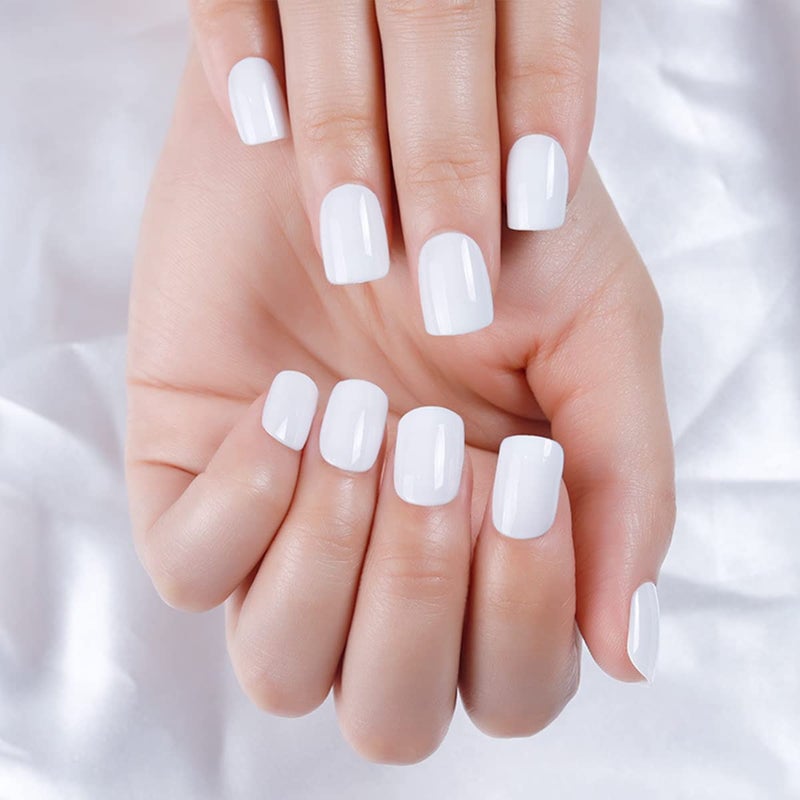 ASVNRES 8 Sheets Glitter Solid White Nail Strips Nail Art Stickers, Solid Color Full Nail Wraps with 3 Pieces Nail File for Nails Christmas Decoration Party Supply for Women Girls Manicure - Image 3